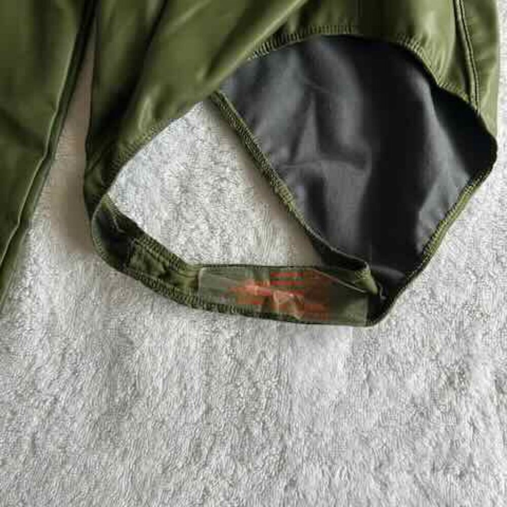 Adidas Ivy Park Olive Green Faux Leather Leotard Bodysuit - Women's Large - Picture 4 of 13